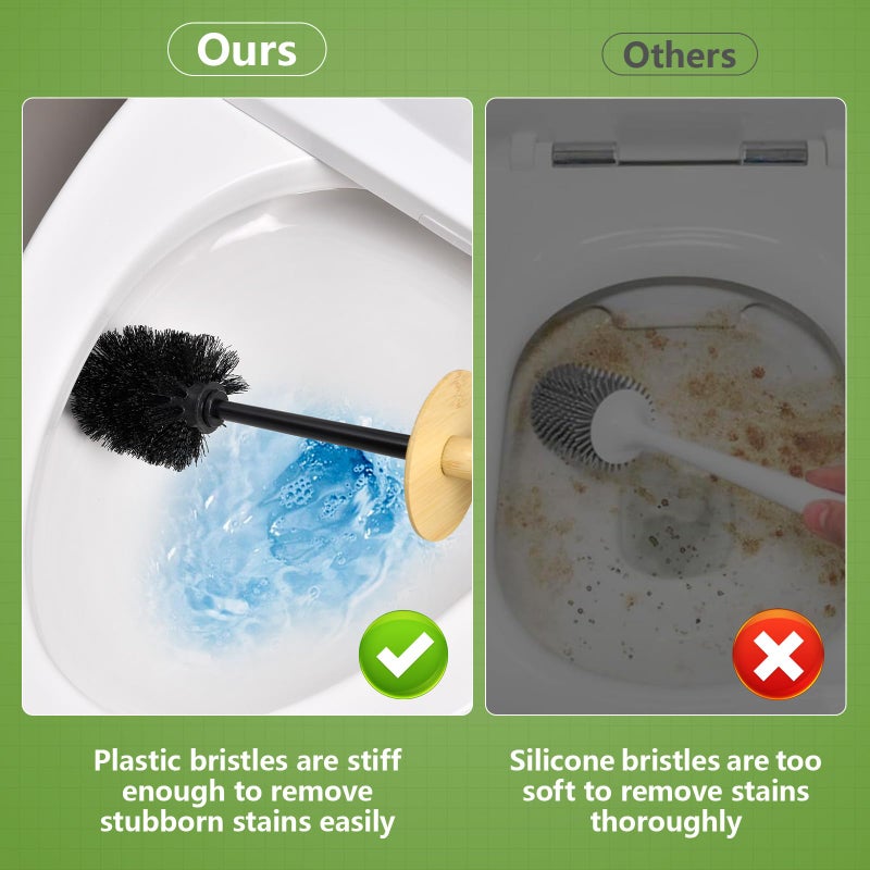 SUBEKYU Toilet Brush, Toilet Bowl Brush and Holder Set, Bathroom Toilet Bowl Cleaner for Deep Cleaning, Black - Image 2